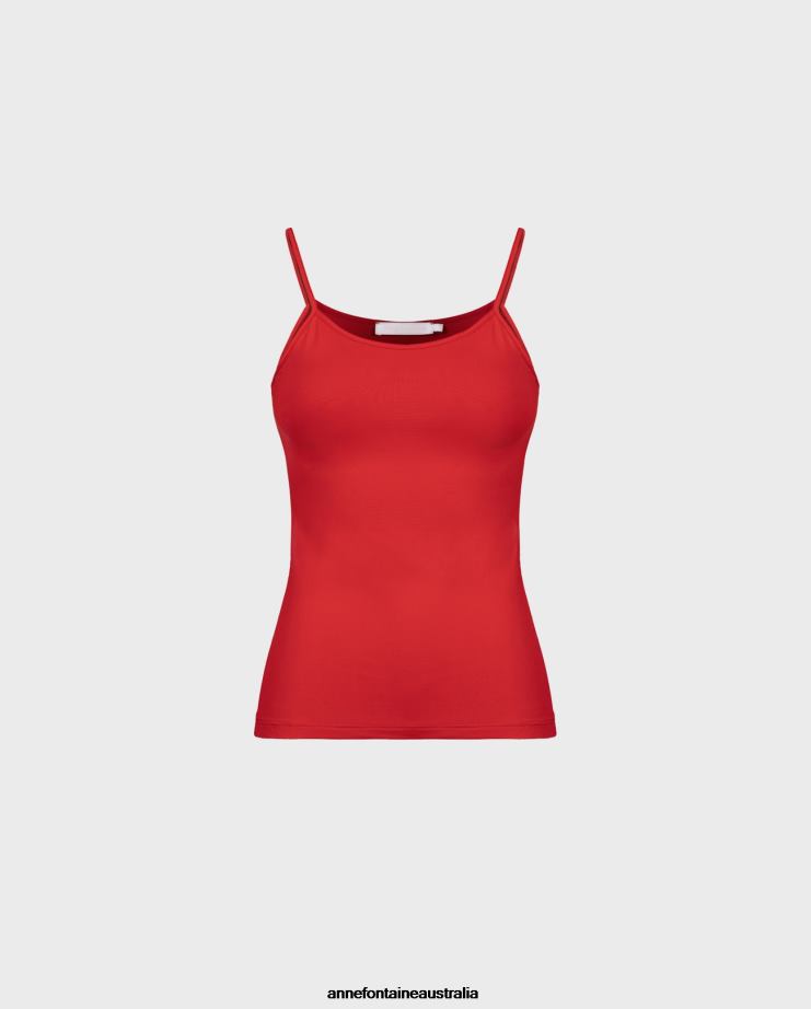 Anne Fontaine Clothing 2VZRJ304 Women Cintia Camisole Thin Strap Camisole Tango Red