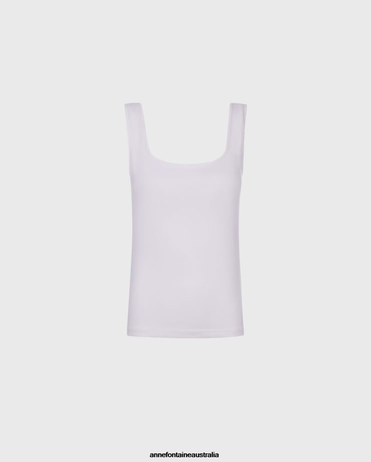 Anne Fontaine Clothing 2VZRJ306 Women Lady Camisole Wide Strap Camisole White