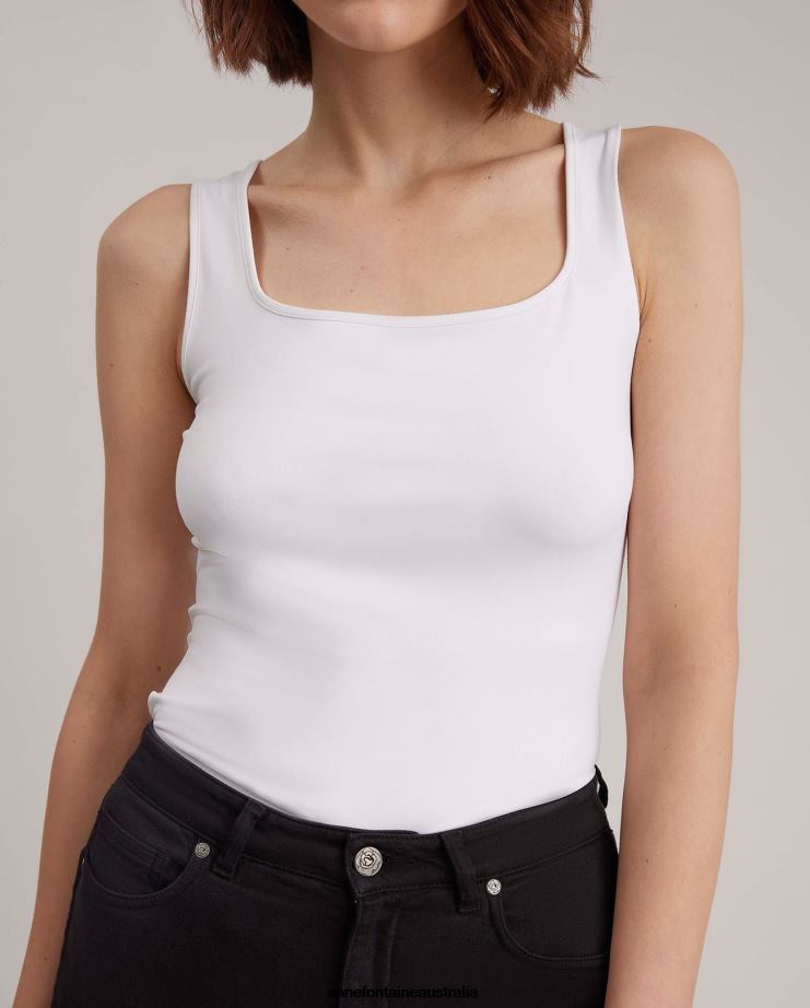 Anne Fontaine Clothing 2VZRJ306 Women Lady Camisole Wide Strap Camisole White