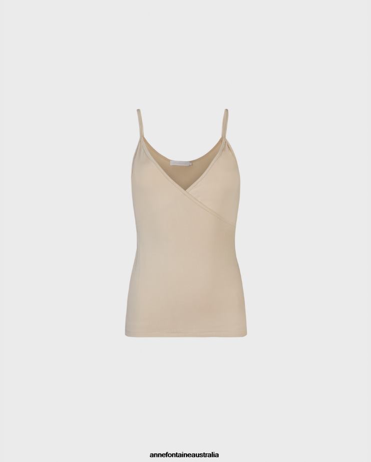 Anne Fontaine Clothing 2VZRJ309 Women Usoa Camisole Stretch Camisole With Thin Straps Beige