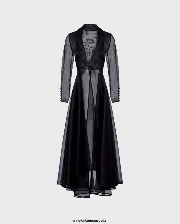 Anne Fontaine Clothing 2VZRJ91 Women Lidorane Dress Evening Jacket Cut From Sheer Silk Organza Black