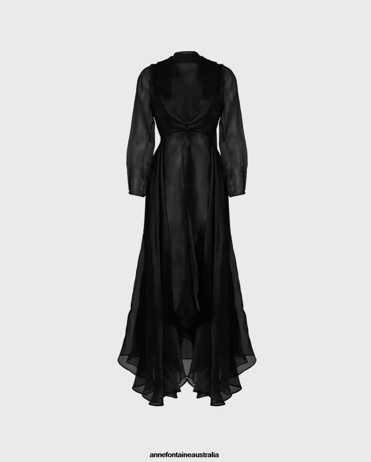 Anne Fontaine Clothing 2VZRJ91 Women Lidorane Dress Evening Jacket Cut From Sheer Silk Organza Black