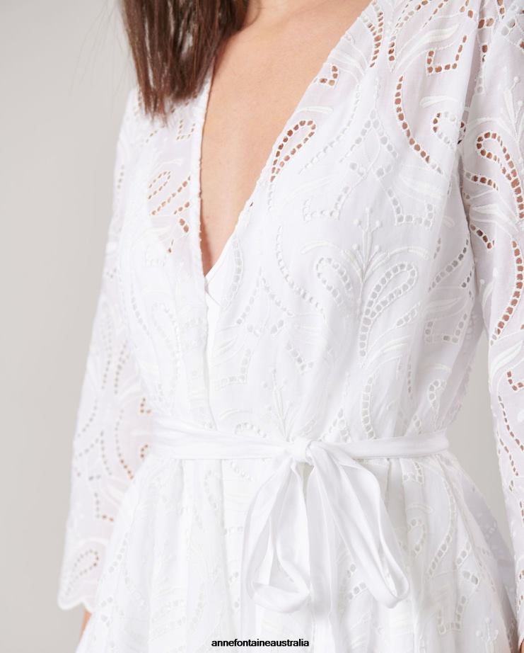 Anne Fontaine Clothing 2VZRJ94 Women Vetea Dress Midi length embroidered eyelet dress White