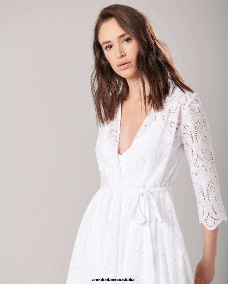 Anne Fontaine Clothing 2VZRJ94 Women Vetea Dress Midi length embroidered eyelet dress White