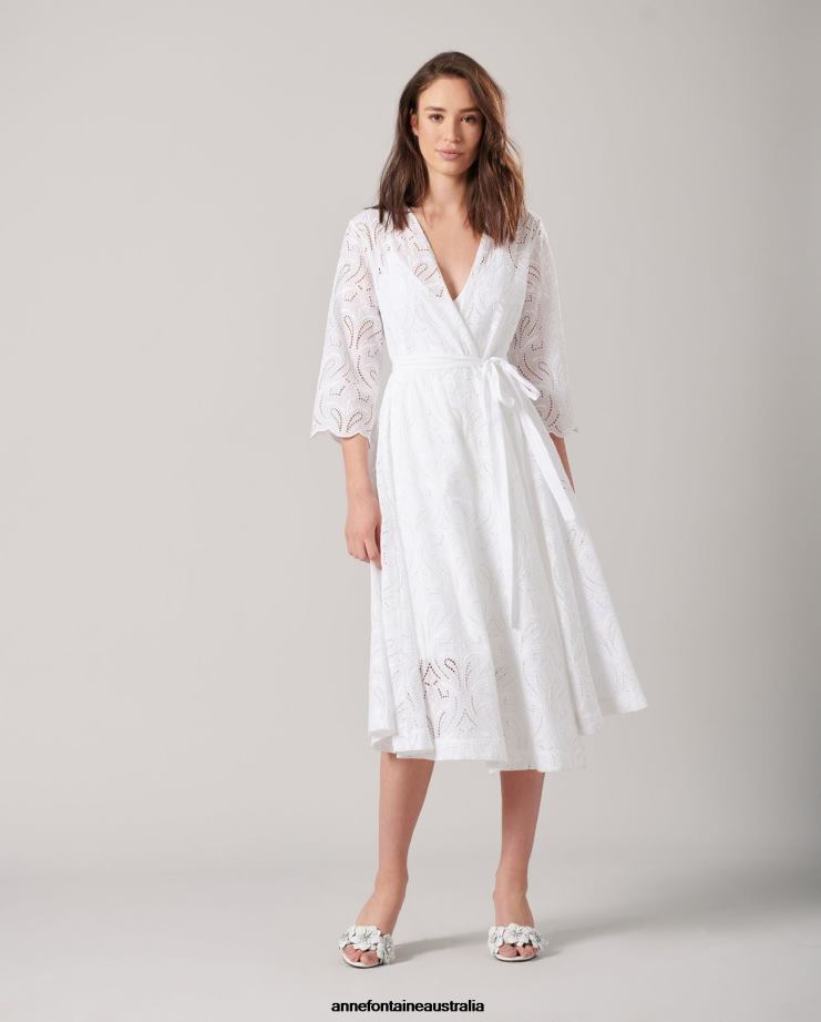 Anne Fontaine Clothing 2VZRJ94 Women Vetea Dress Midi length embroidered eyelet dress White