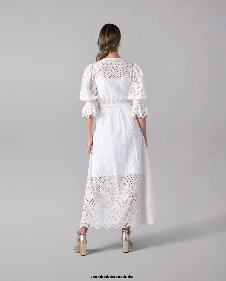 Anne Fontaine Clothing 2VZRJ96 Women Caracas Dress Unlined Embroidered Eyelet Maxi Dress White