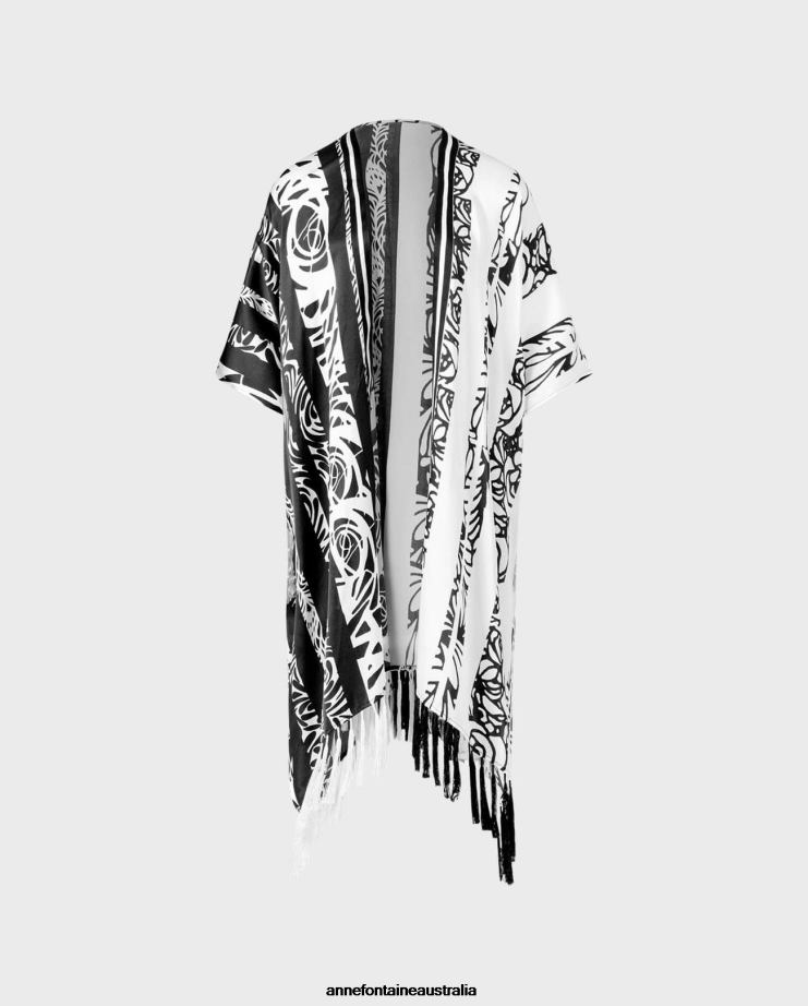 Anne Fontaine Clothing 2VZRJ418 Women Tenio Kimono and Kimono With Wide Sleeves Black/White