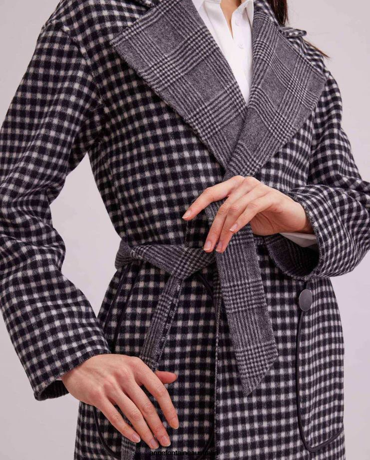Anne Fontaine Clothing 2VZRJ423 Women Felicie Coat Knee-Length Reversible Patterned Coat Stylish