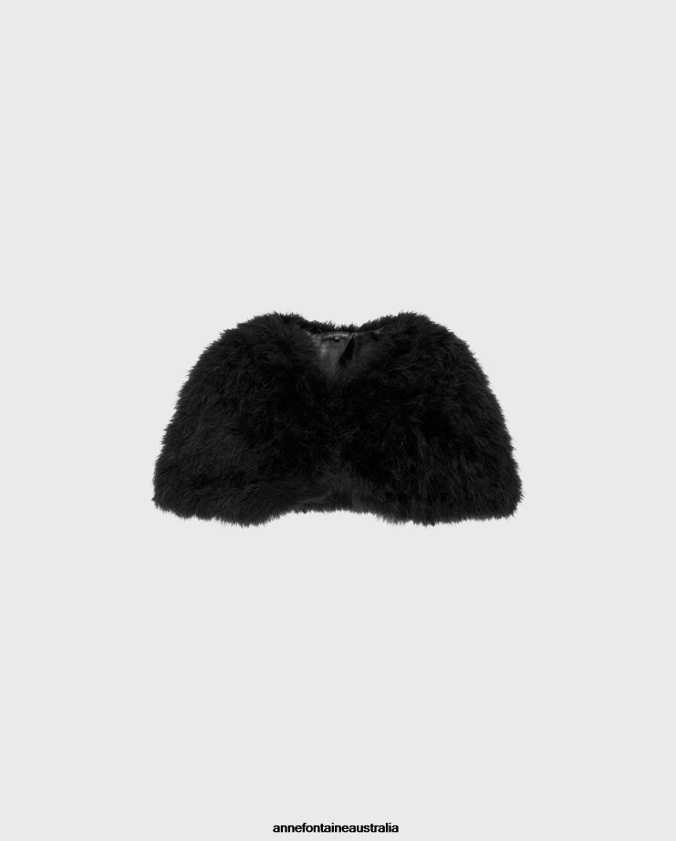 Anne Fontaine Clothing 2VZRJ452 Women Laudali Cape Lined Feather Cape Black