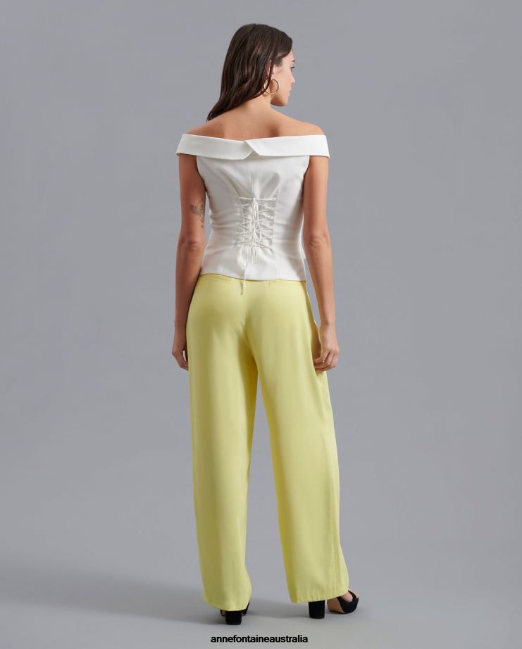 Anne Fontaine Clothing 2VZRJ458 Women Cleya Waistcoat Off the Shoulder Double Breasted Waistcoat With Buttons Black/White