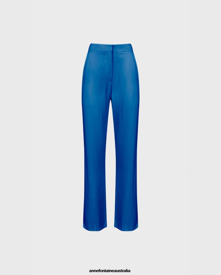Anne Fontaine Clothing 2VZRJ322 Women Loria Pant High-Rise Wide-Leg Pants Blue