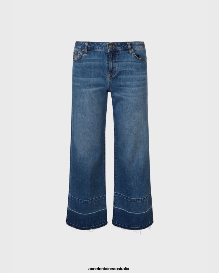 Anne Fontaine Clothing 2VZRJ325 Women Baiona Denim Jean Ankle Length Wide Legged Denim Dark Wash