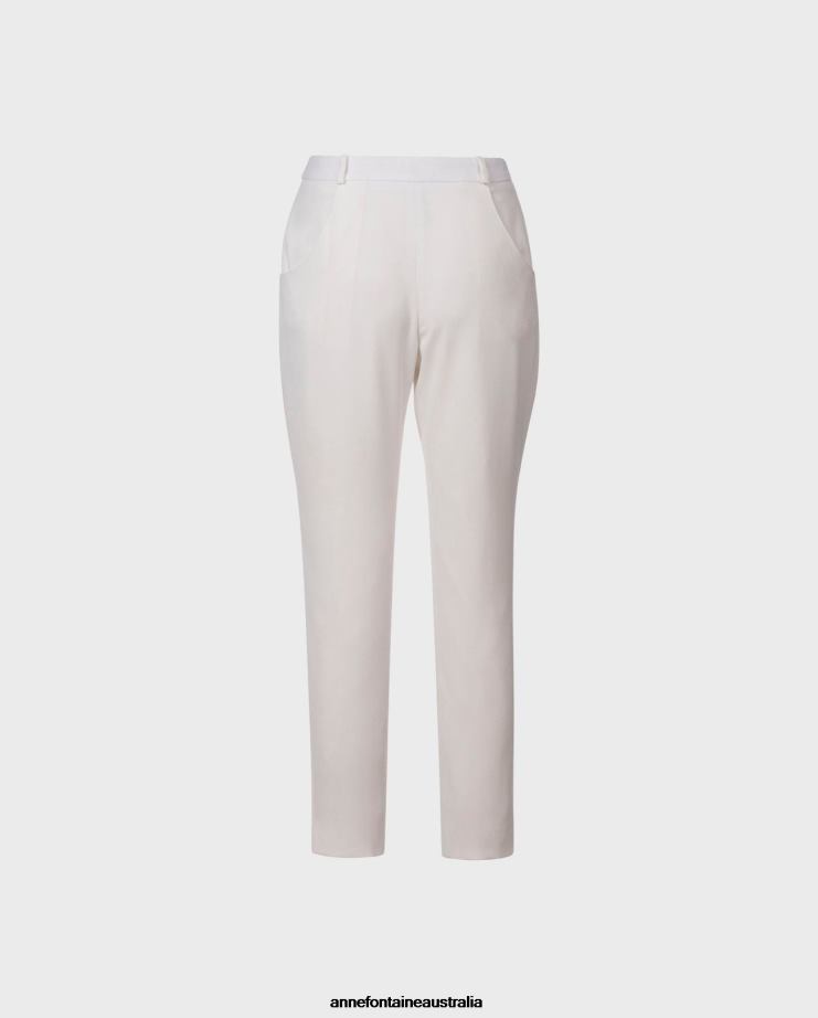 Anne Fontaine Clothing 2VZRJ331 Women Cerise Pant Lightweight, Ankle-Length Pant White