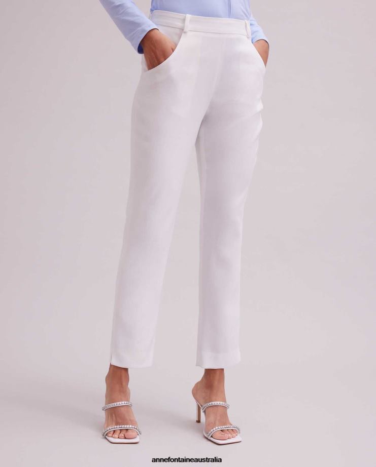 Anne Fontaine Clothing 2VZRJ331 Women Cerise Pant Lightweight, Ankle-Length Pant White