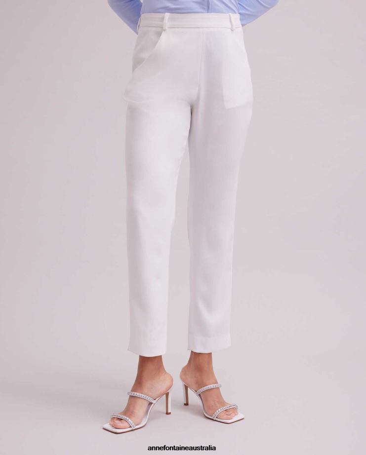 Anne Fontaine Clothing 2VZRJ331 Women Cerise Pant Lightweight, Ankle-Length Pant White