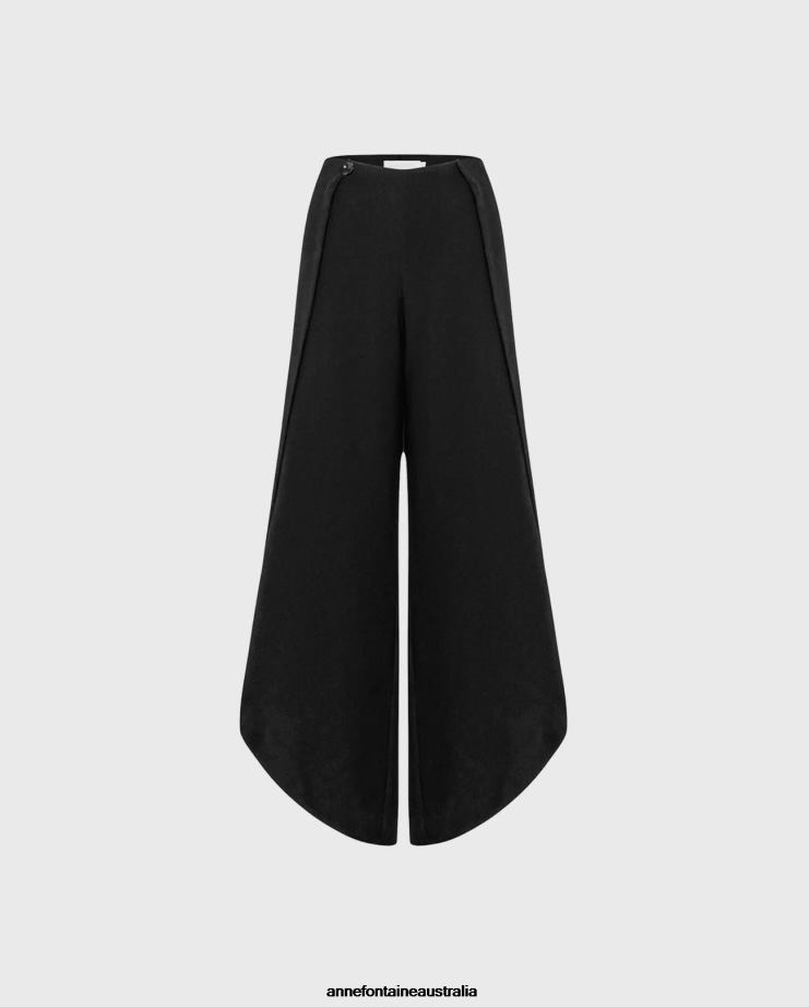 Anne Fontaine Clothing 2VZRJ337 Women Meldrey Pant Fluid Wide Trousers Black
