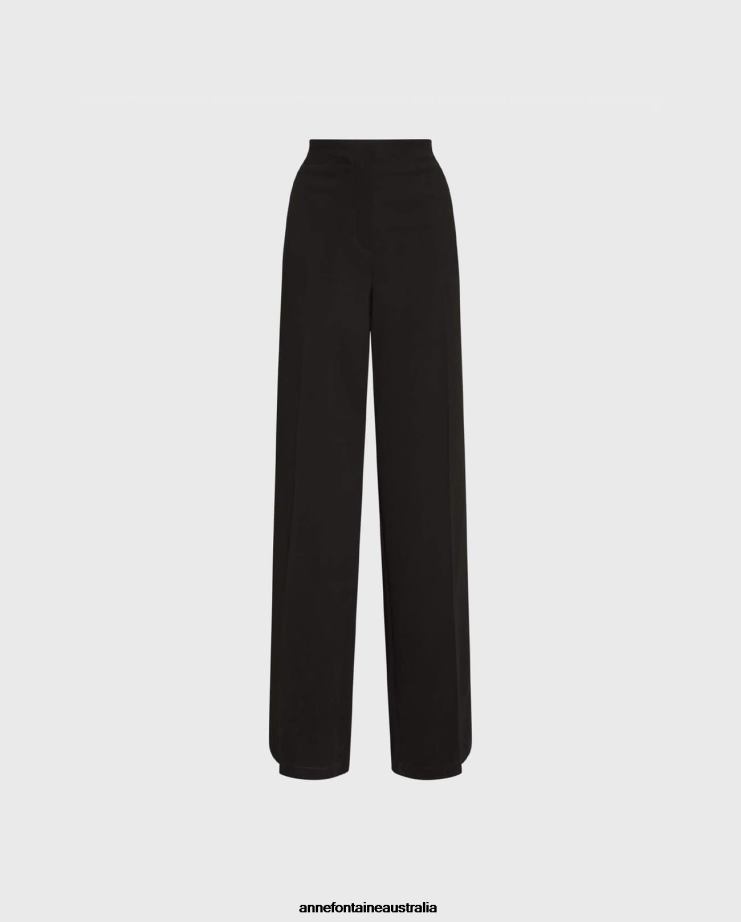 Anne Fontaine Clothing 2VZRJ349 Women Argan Pant Maxi Trousers in Fluid Crepe Black