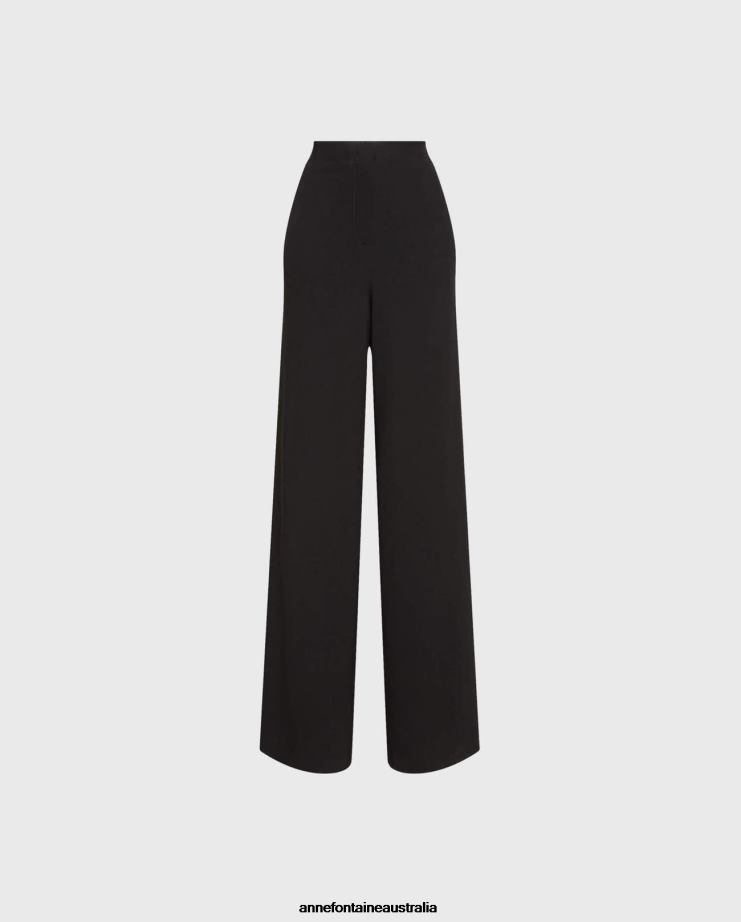 Anne Fontaine Clothing 2VZRJ350 Women Morgan Pant Crepe Wide-Leg Palazzo Pants Black