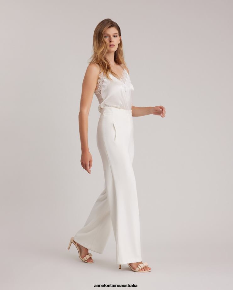 Anne Fontaine Clothing 2VZRJ355 Women Preston Pant Oversized Wide-Leg Pants White