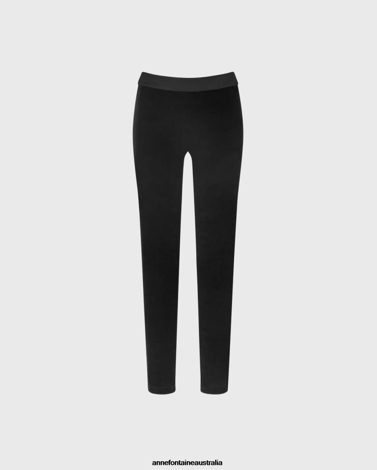 Anne Fontaine Clothing 2VZRJ357 Women Andy Legging Dual Material Leggings in Velvet and Milano Black