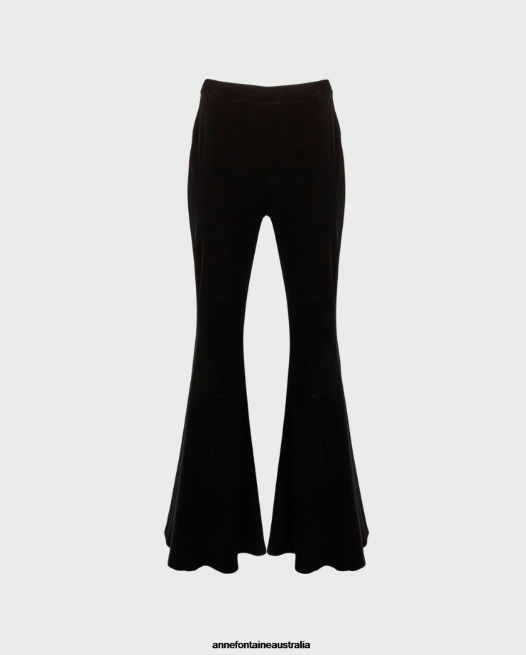 Anne Fontaine Clothing 2VZRJ365 Women Vic Pant High Waisted Stretch Flared Pants Black