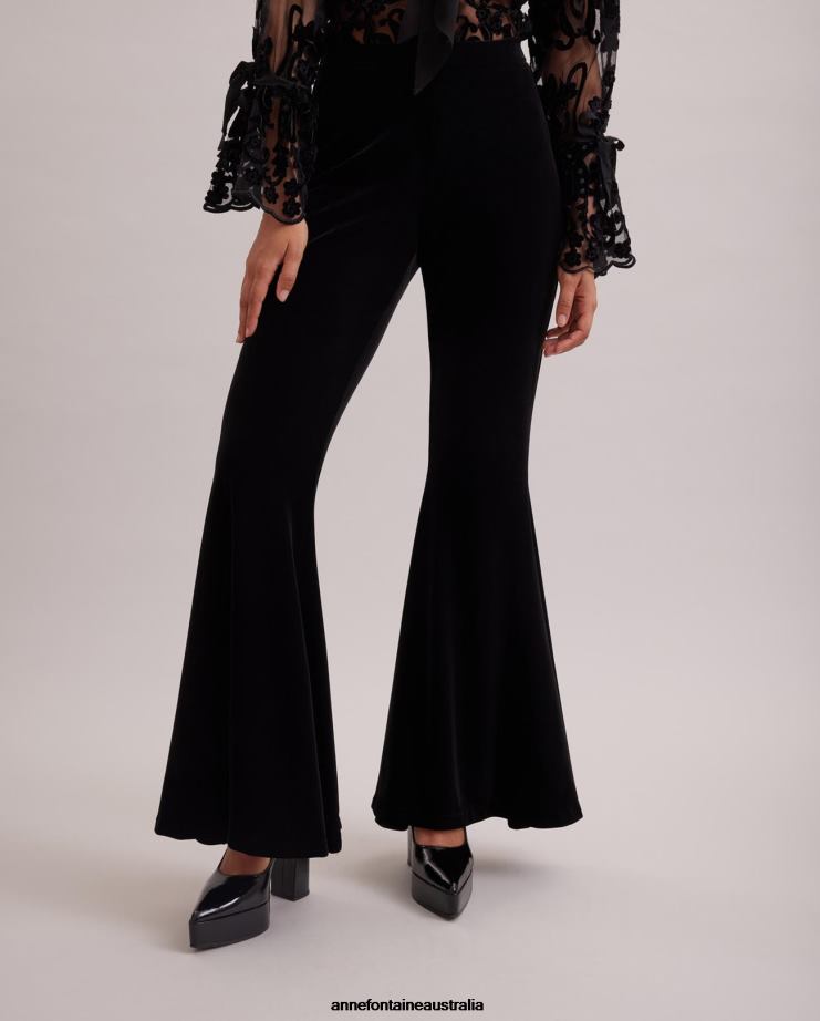 Anne Fontaine Clothing 2VZRJ365 Women Vic Pant High Waisted Stretch Flared Pants Black