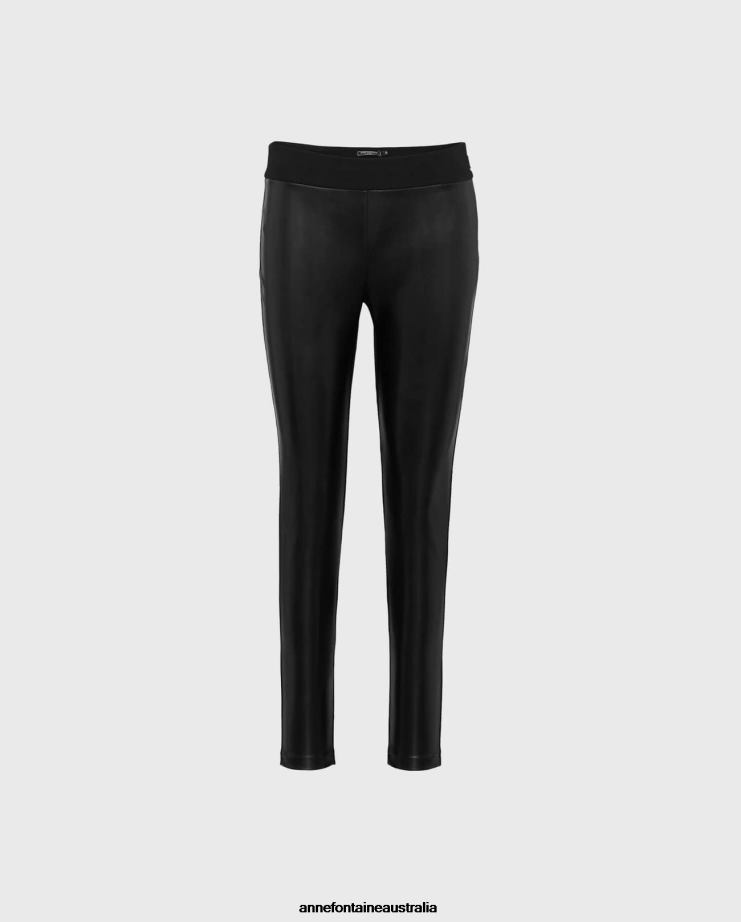 Anne Fontaine Clothing 2VZRJ375 Women Bondy Legging Mixed Material Faux Leather Leggings Black