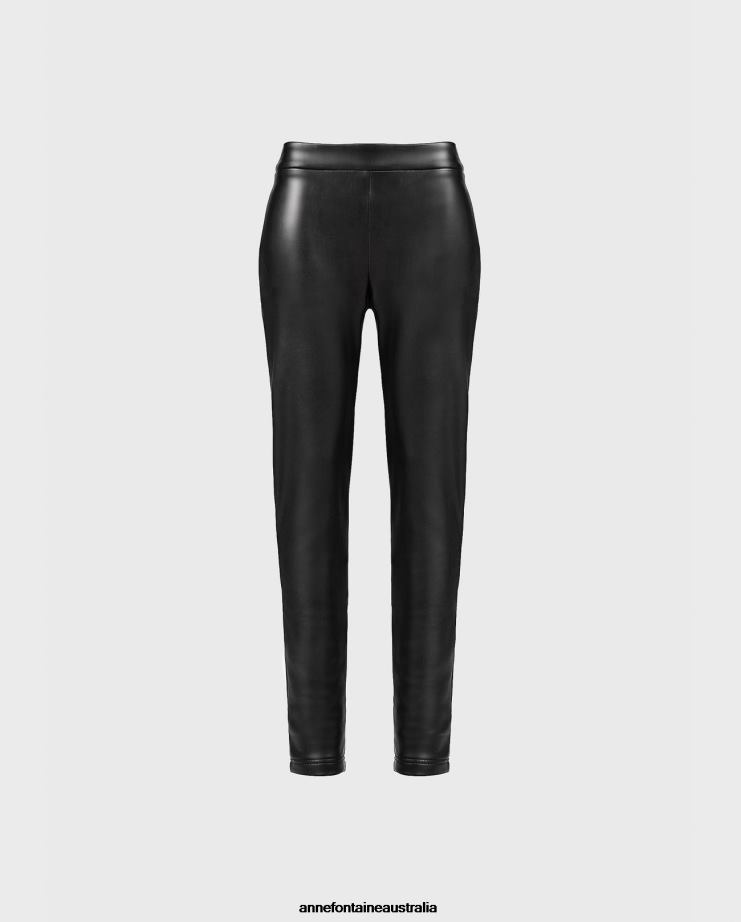 Anne Fontaine Clothing 2VZRJ376 Women Fandy Legging Faux Leather Legging With Side Zipper Black