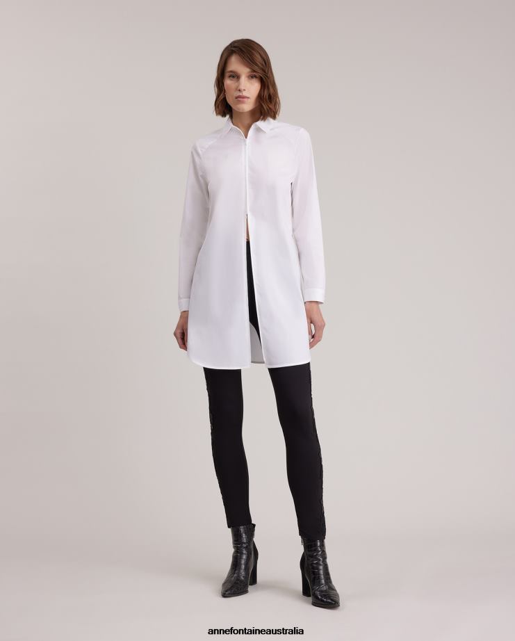 Anne Fontaine Clothing 2VZRJ382 Women Vonya Pant Full-Length Legging With Vertical Rose Appliques Black