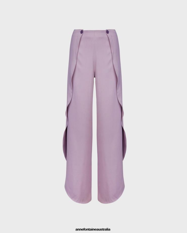 Anne Fontaine Clothing 2VZRJ388 Women Keldrey Pant Purple Open Tulip Leg Trousers Parme