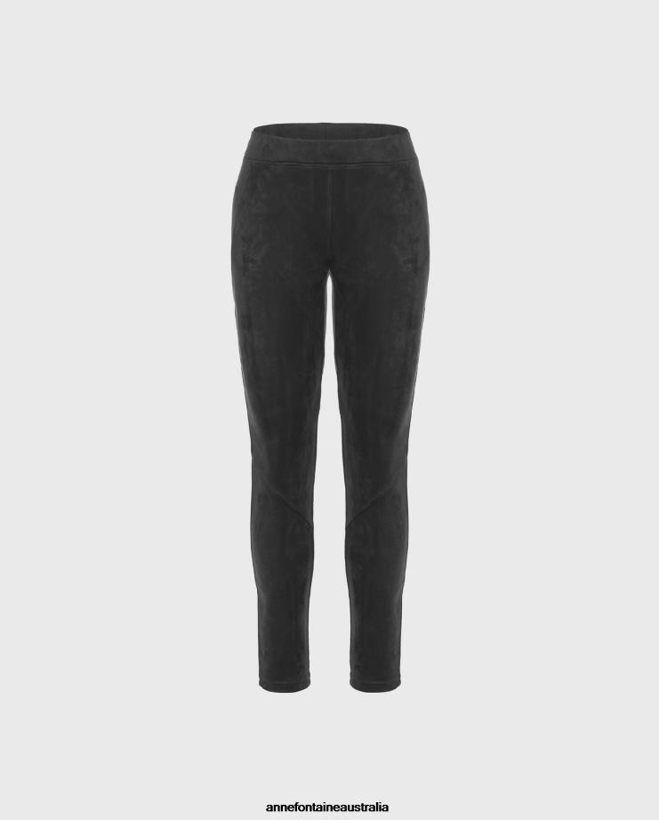 Anne Fontaine Clothing 2VZRJ395 Women Akita Pant Ankle-length leggings in suede Black
