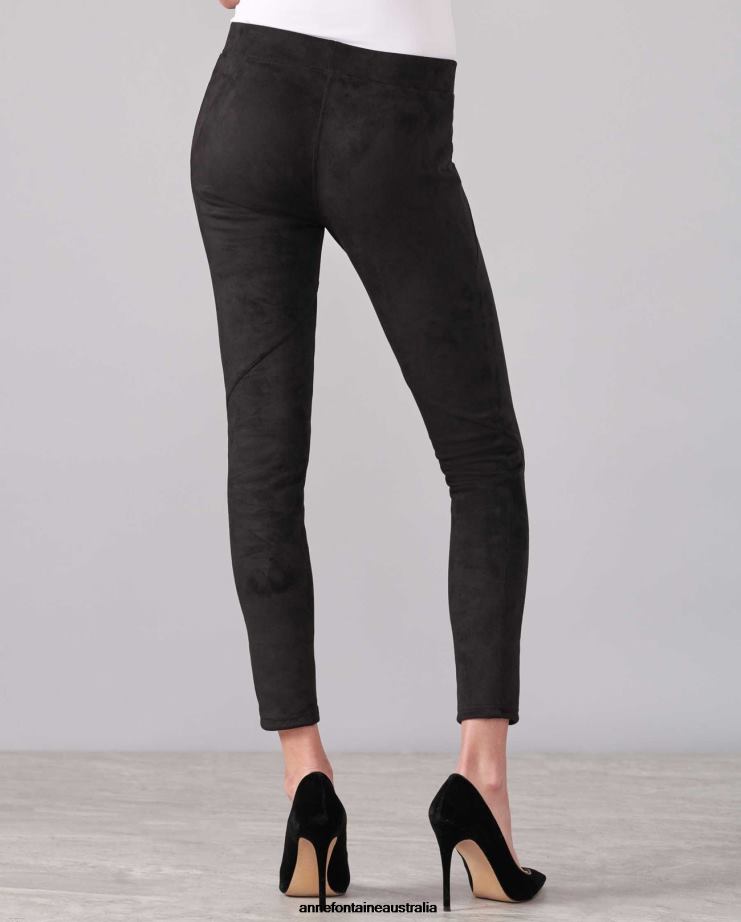 Anne Fontaine Clothing 2VZRJ395 Women Akita Pant Ankle-length leggings in suede Black