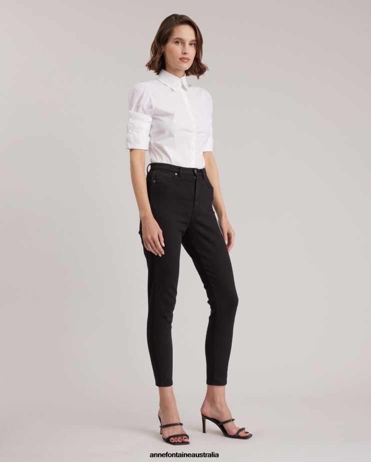 Anne Fontaine Clothing 2VZRJ123 Women Enza Shirt Poplin Shirt with Three Cuffs Accent White
