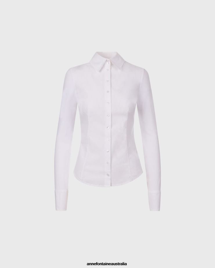 Anne Fontaine Clothing 2VZRJ190 Women Armantine Shirt Fitted and Tailored Cotton Shirt White