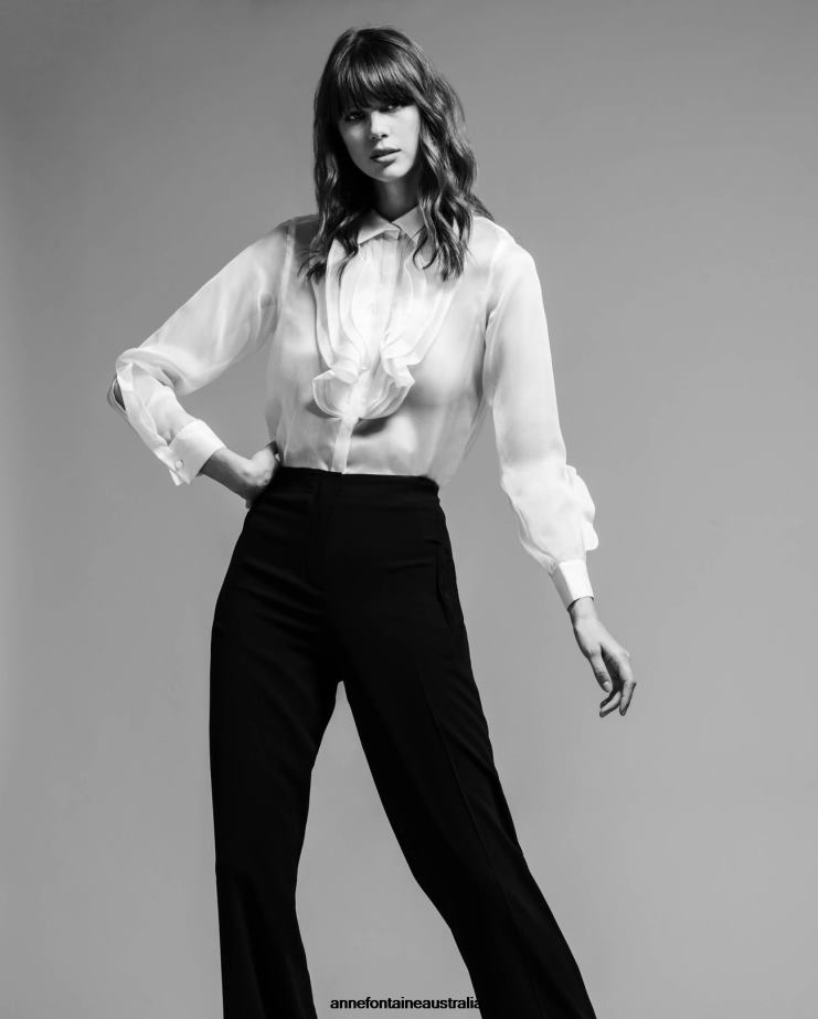 Anne Fontaine Clothing 2VZRJ200 Women Silena Shirt Silk Organza Shirt White