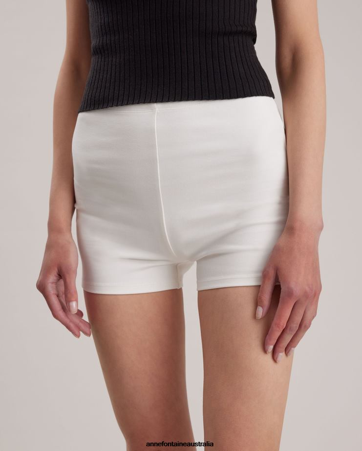 Anne Fontaine Clothing 2VZRJ341 Women Sana Short Stretch Jersey Biker Shorts White