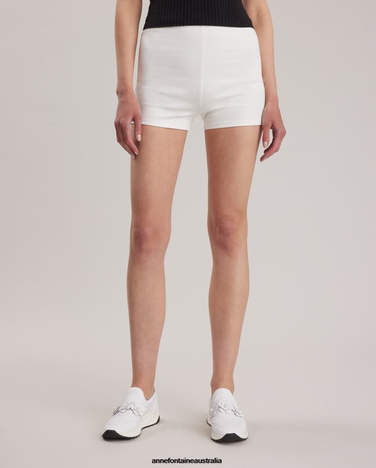 Anne Fontaine Clothing 2VZRJ341 Women Sana Short Stretch Jersey Biker Shorts White
