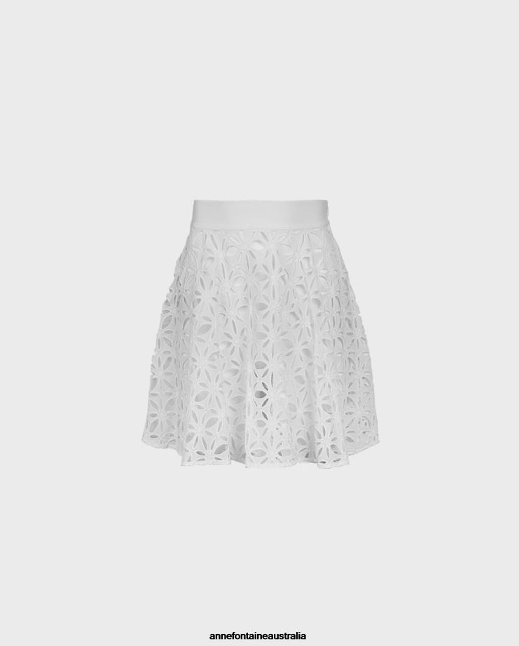 Anne Fontaine Clothing 2VZRJ317 Women Var Skirt Eyelet Circle Skirt White