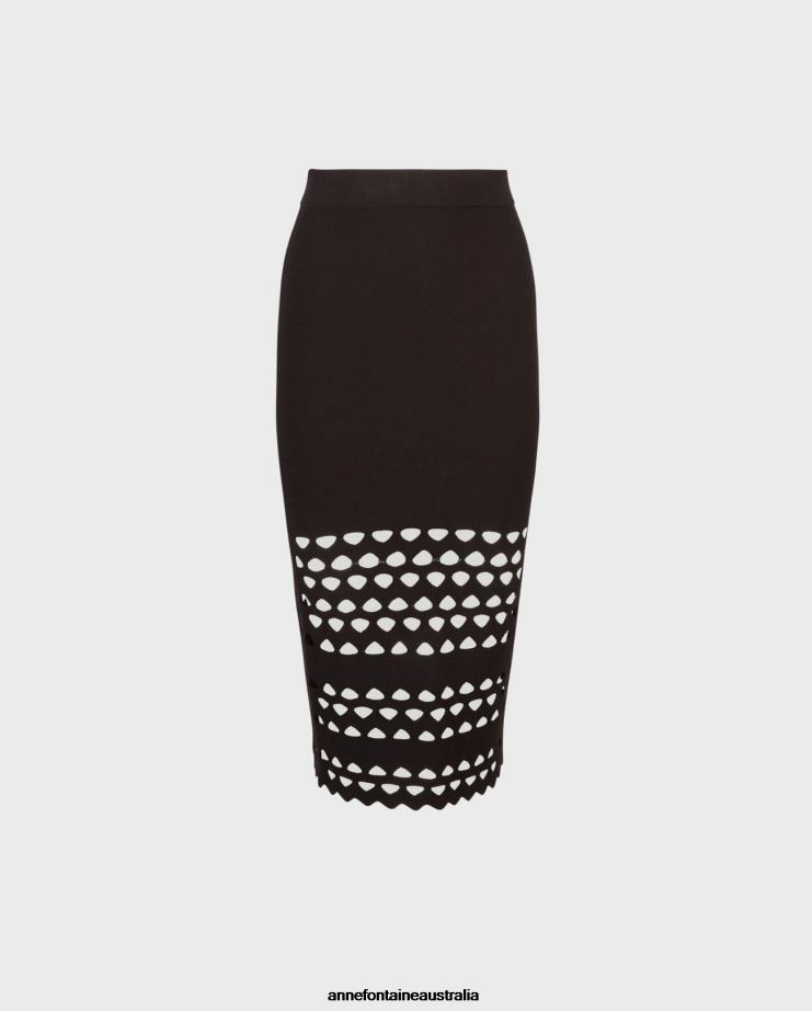 Anne Fontaine Clothing 2VZRJ330 Women Litho Skirt Knit Skirt With Cutout Detailing Black