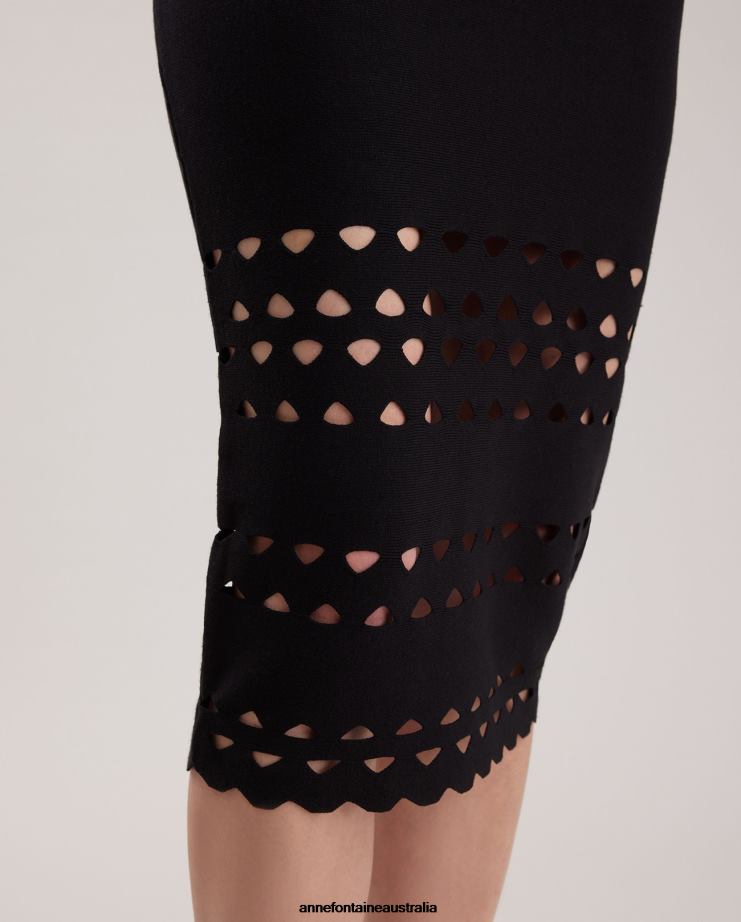Anne Fontaine Clothing 2VZRJ330 Women Litho Skirt Knit Skirt With Cutout Detailing Black