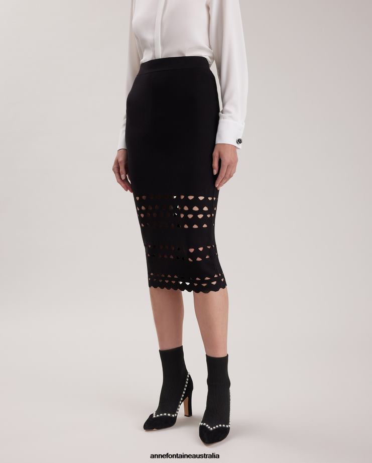 Anne Fontaine Clothing 2VZRJ330 Women Litho Skirt Knit Skirt With Cutout Detailing Black