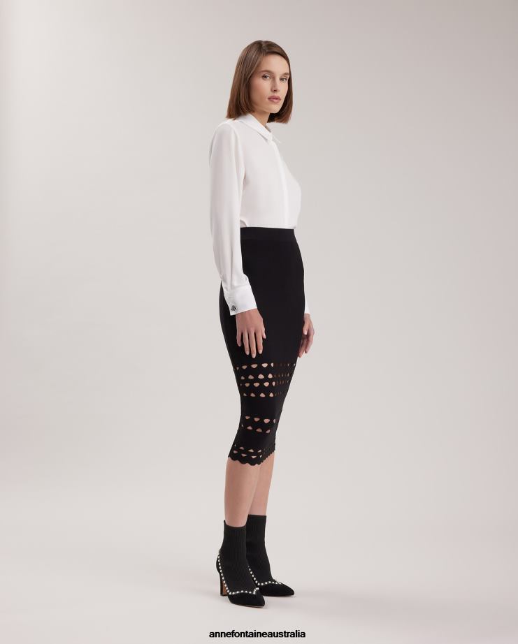 Anne Fontaine Clothing 2VZRJ330 Women Litho Skirt Knit Skirt With Cutout Detailing Black