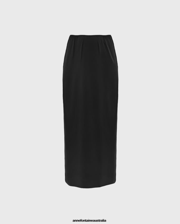 Anne Fontaine Clothing 2VZRJ345 Women Novela Skirt Longline Tactel Maxi Skirt Black
