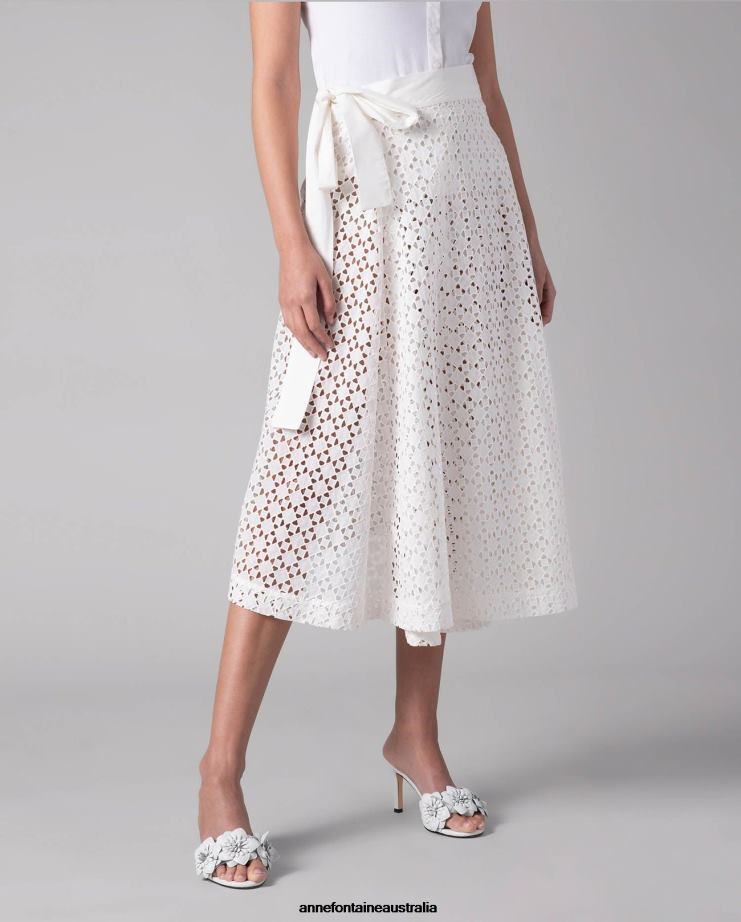 Anne Fontaine Clothing 2VZRJ353 Women Cagliari Skirt A-line wrap style skirt White