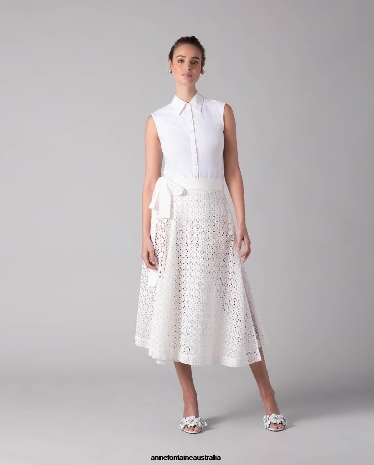 Anne Fontaine Clothing 2VZRJ353 Women Cagliari Skirt A-line wrap style skirt White