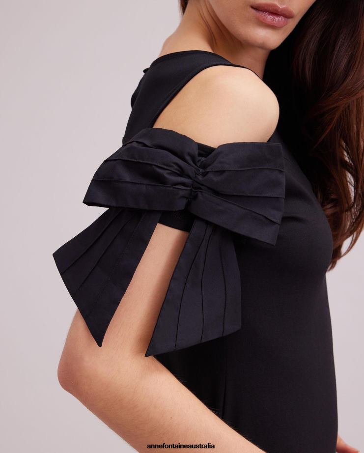 Anne Fontaine Clothing 2VZRJ251 Women Virtyl Top Sweetheart Neckline Jersey Top With Sheer Yoke Black