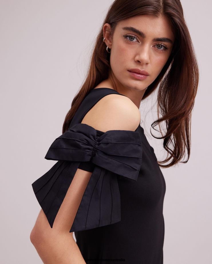 Anne Fontaine Clothing 2VZRJ251 Women Virtyl Top Sweetheart Neckline Jersey Top With Sheer Yoke Black