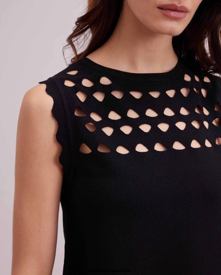 Anne Fontaine Clothing 2VZRJ252 Women Tableau Top Sleeveless Knit Pullover With Cutout Detailing Black