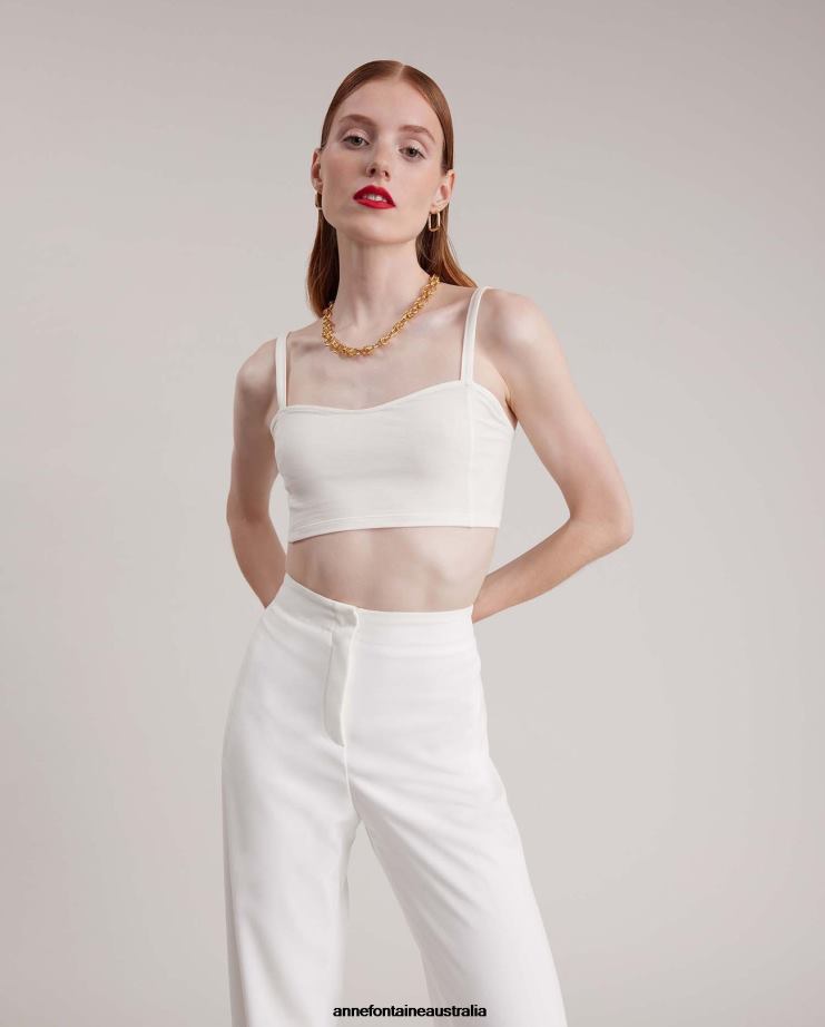 Anne Fontaine Clothing 2VZRJ271 Women Delta Bralette Cotton Bralette in Moon White