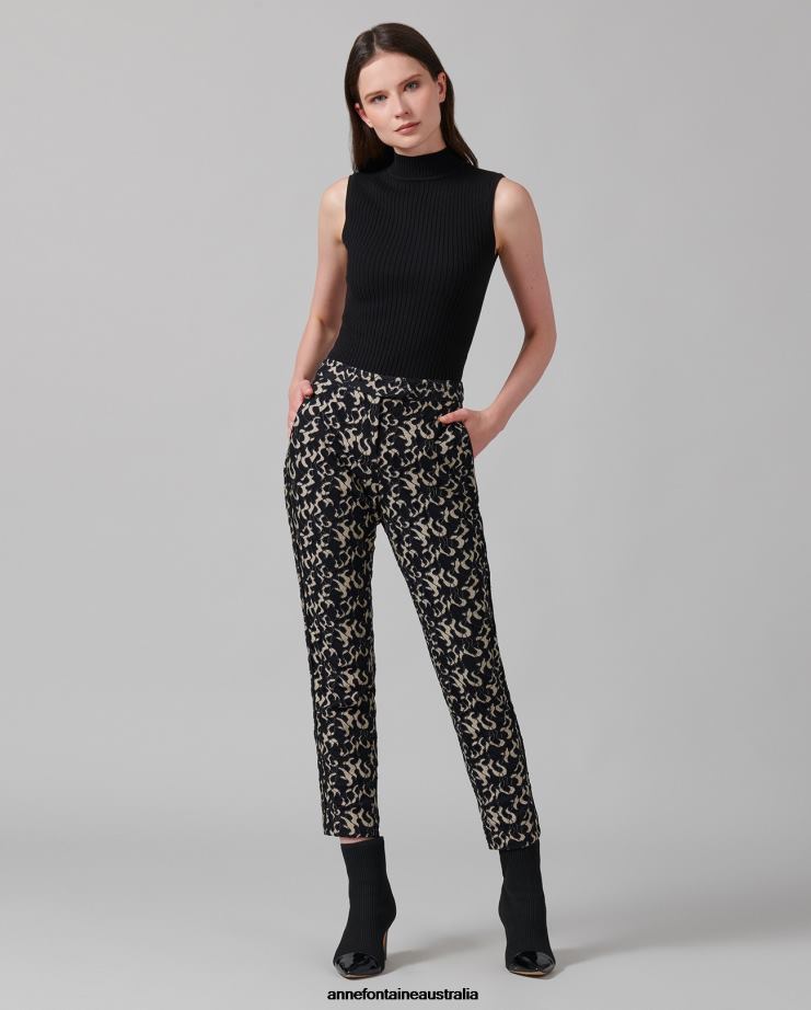 Anne Fontaine Clothing 2VZRJ292 Women Solo Top Sleeveless Knit Mockneck Turtleneck Black